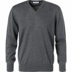 Gran Sasso V-Pullover 55115/14200/098 Merinowolle, Graphit meliert, Anthrazit