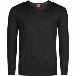 OLYMP V-Pullover 0151/10/67 Casual Body Fit, Schurwolle-Seide, Anthrazit meliert, Anthrazit