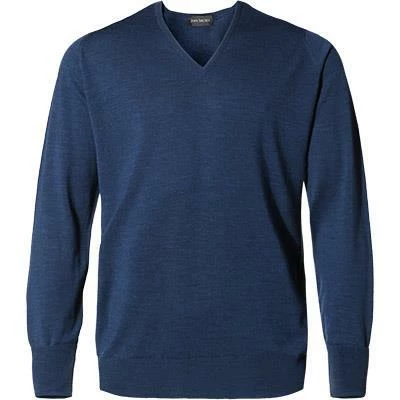 John Smedley V-Pullover Bobby indigo Easy Fit, Merino Extrafine, Indigo meliert -striangebote 143372 norm