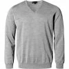 John Smedley V-Pullover Bobby silver Easy Fit, Merino Extrafine, Silbergrau meliert