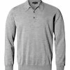 John Smedley Polo Pullover Dorset silver Easy Fit, Merino Extrafine, Silbergrau meliert