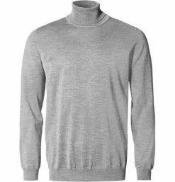 John Smedley Rollkragen Cherwell silver Rollkragenpullover, Slim Fit, Merino Extrafine, Grau meliert