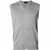 John Smedley V-Pullunder Hadfield/silver Standard Fit, Merino Extrafine, Silbergrau meliert