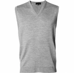 John Smedley V-Pullunder Hadfield/silver Standard Fit, Merino Extrafine, Silbergrau meliert