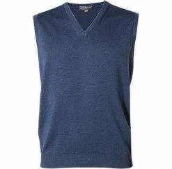 John Smedley V-Pullunder Hadfield/indigo Standard Fit, Merino Extrafine, Indigo meliert