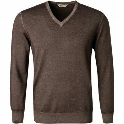 Gran Sasso V-Pullover 55115/22792/308 Merinowolle, Dunkelbraun meliert, Dunkelbraun