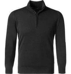 John Smedley Troyer Tapton/black Standard Fit, Merino Extrafine, Schwarz