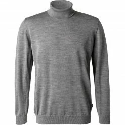 Maerz Rollkragen-Pullover 490600/544 Merinowolle, Grau meliert, Mittelgrau