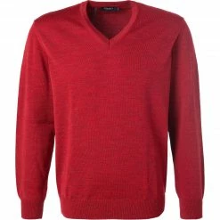 Maerz V-Pullover 490400/482 Merinowolle, Karmesinrot meliert, Karmesinrot
