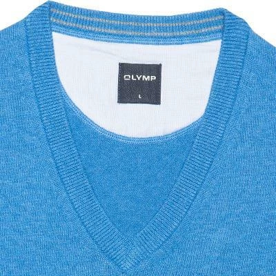 OLYMP V-Pullover Modern Fit 0160/10/11 Baumwolle, Bleu meliert, Bleu 4 OLYMP V-Pullover Modern Fit 0160/10/11 Baumwolle, Bleu meliert, Bleu – Bild 2