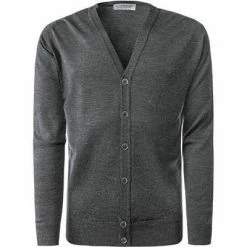 John Smedley Cardigan Burley/charcoal Standard Fit, Merino Extrafine, Anthrazit meliert