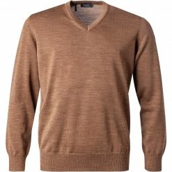 Maerz V-Pullover 490400/170 Merinowolle, Karamell meliert, Caramel