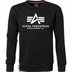 ALPHA INDUSTRIES Pullover Basic 178302/03 Sweatshirt, Baumwolle, Schwarz, Black