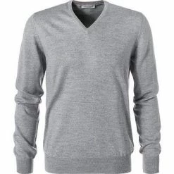 Gran Sasso V-Pullover 55115/14290/071 Schurwolle, Hellgrau meliert, Hellgrau