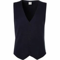 OLYMP Casual Weste 0151/55/18 Strickweste, Body Fit, Merinowolle-Seide, Nachtblau, Marine