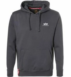 ALPHA INDUSTRIES Basic Hoody Small Logo 196318/136 Hoodie, Baumwolle, Grau, Dunkelgrau