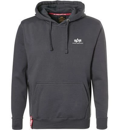 ALPHA INDUSTRIES Basic Hoody Small Logo 196318/136 Hoodie, Baumwolle, Grau, Dunkelgrau 3 ALPHA INDUSTRIES Basic Hoody Small Logo 196318/136 Hoodie, Baumwolle, Grau, Dunkelgrau