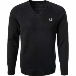 Fred Perry V-Pullover K7502/102 Wolle, Schwarz