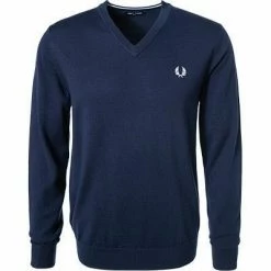 Fred Perry V-Pullover K7600/395 Wolle, Dunkelblau, Nachtblau