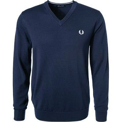 Fred Perry V-Pullover K7600/395 Wolle, Dunkelblau, Nachtblau 3 Fred Perry V-Pullover K7600/395 Wolle, Dunkelblau, Nachtblau
