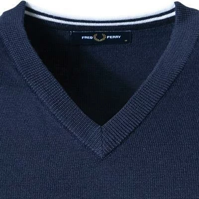 Fred Perry V-Pullover K7600/395 Wolle, Dunkelblau, Nachtblau 4 Fred Perry V-Pullover K7600/395 Wolle, Dunkelblau, Nachtblau – Bild 2