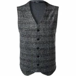 Maerz Weste 528701/596 Strickweste, Schurwolle, Dunkelgrau kariert, Dunkelgrau