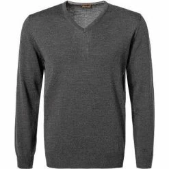 Stenströms Pullover 422292/1355/360 Merinowolle, Dunkelgrau meliert, Dunkelgrau