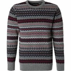 Barbour Pullover F/sile Crew mid grey MKN1027GY72 Wolle, Grau gemustert