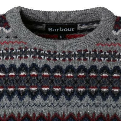 Barbour Pullover F/sile Crew mid grey MKN1027GY72 Wolle, Grau gemustert 4 Barbour Pullover F/sile Crew mid grey MKN1027GY72 Wolle, Grau gemustert – Bild 2