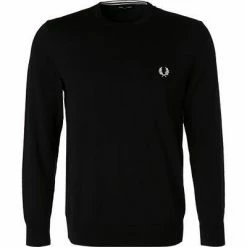 Fred Perry Pullover K9601/102 Wolle-Baumwolle, Schwarz