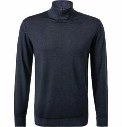DANIELE FIESOLI Pullover 0010/24 Stehkragenpullover, Merinowolle, Nachtblau meliert, Nachtblau