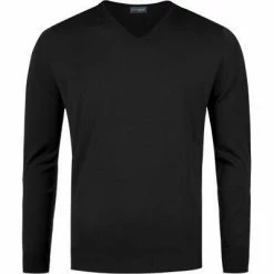 John Smedley V-Pullover Bobby black Easy Fit, Merino Extrafine, Schwarz