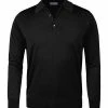John Smedley Polo Pullover Dorset black Easy Fit, Merino Extrafine, Schwarz