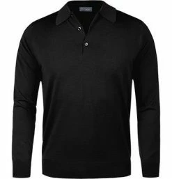 John Smedley Polo Pullover Dorset black Easy Fit, Merino Extrafine, Schwarz