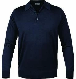 John Smedley Polo Pullover Dorset midnight Easy Fit, Merino Extrafine, Nachtblau