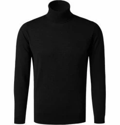 John Smedley Rollkragen Hawley/black Rollkragenpullover, Sea Island Cotton, Schwarz