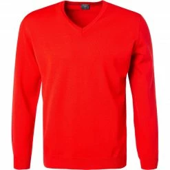 OLYMP Casual Modern Fit V-Pullover 0150/10/05 Merinowolle extrafein, Rot, Lackrot