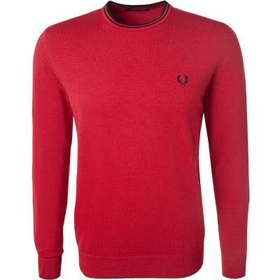 Fred Perry Pullover K9601/M46 Wolle-Baumwolle, Kirschrot, Rot 4 Fred Perry Pullover K9601/M46 Wolle-Baumwolle, Kirschrot, Rot – Bild 2