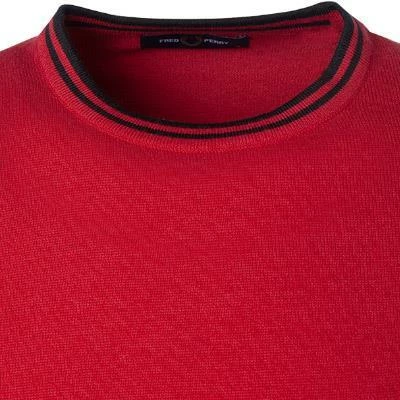 Fred Perry Pullover K9601/M46 Wolle-Baumwolle, Kirschrot, Rot 5 Fred Perry Pullover K9601/M46 Wolle-Baumwolle, Kirschrot, Rot – Bild 3