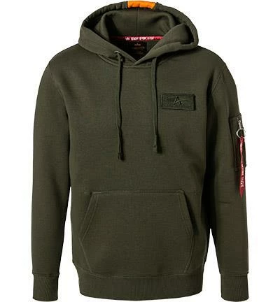 ALPHA INDUSTRIES Red Stripe Hoodie 178314/257 Baumwolle, Dunkelgrün 4 ALPHA INDUSTRIES Red Stripe Hoodie 178314/257 Baumwolle, Dunkelgrün – Bild 2