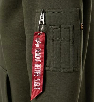 ALPHA INDUSTRIES Red Stripe Hoodie 178314/257 Baumwolle, Dunkelgrün 7 ALPHA INDUSTRIES Red Stripe Hoodie 178314/257 Baumwolle, Dunkelgrün – Bild 5