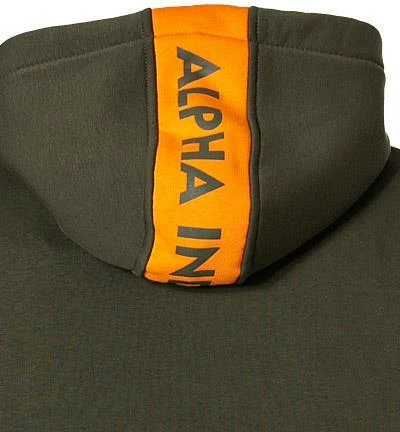 ALPHA INDUSTRIES Red Stripe Hoodie 178314/257 Baumwolle, Dunkelgrün 8 ALPHA INDUSTRIES Red Stripe Hoodie 178314/257 Baumwolle, Dunkelgrün – Bild 6