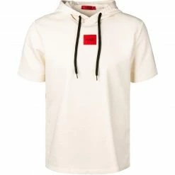HUGO Kurzarmhoodie Dresley 50454050/107 Baumwolle, Creme