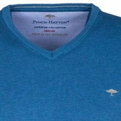Fynch-Hatton Pullover SFPK 211/634 Baumwolle, Azurblau meliert, Azurblau -striangebote 370453 norm2