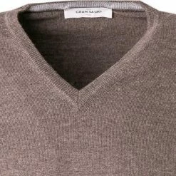 Gran Sasso V-Pullover 55115/14290/046 Schurwolle, Dunkelbraun meliert, Dunkelbraun -striangebote 371583 norm2