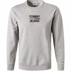 TOMMY JEANS Sweatshirt DM0DM10910/P01 Bio Baumwolle, Hellgrau meliert, Hellgrau