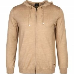 JOOP! Strickjacke Daniele 30027916/230 Kapuzenjacke, Merinowolle, Hellbraun