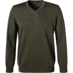 Maerz V-Pullover 470400/286 Modern Fit, Merinowolle, Dunkelgrün