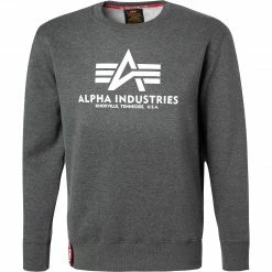 ALPHA INDUSTRIES Sweatshirt Basic 178302/597 Baumwolle, Dunkelgrau meliert, Dunkelgrau