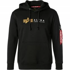 ALPHA INDUSTRIES Hoodie Alpha Label 118331/03 Baumwolle, Schwarz
